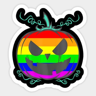 LGBT Gay Pride Halloween  Flag Scary Pumpkin Sticker